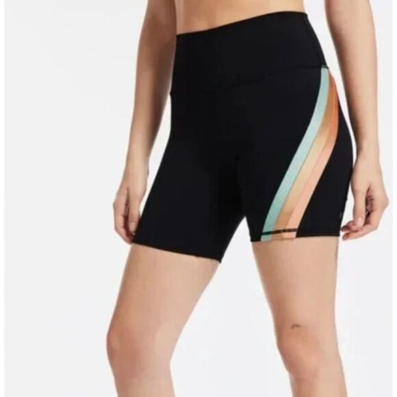IVL Collective Striped Bike Shorts Women's Size 14 Maternity Jet Black in EUC! - Picture 1 of 6
